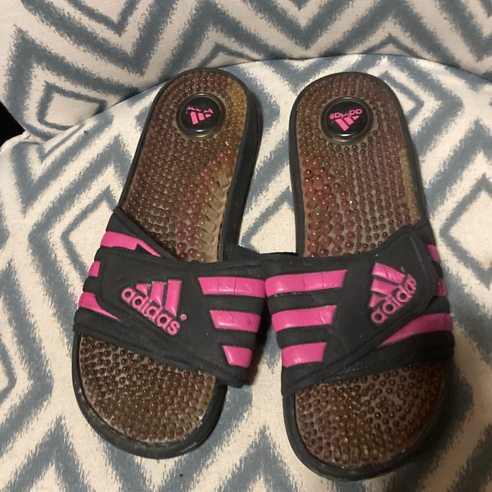 Adidas Black‎ and Pink Slide Sandals 9